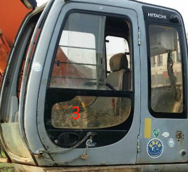 4457141 HITACHI รถขุดตีนตะขาบ หน้าต่างกระจกเทมเปอร์ ตำแหน่งด้านขวา No.7