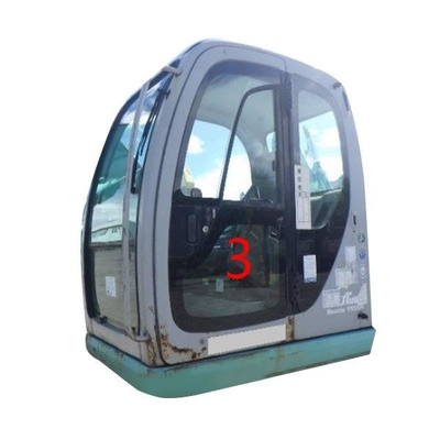 OEM KOBELCO รถขุดกระจกประตูด้านซ้ายล่างตำแหน่ง NO.3 เปลี่ยนกระจกหน้ารถสีเขียว