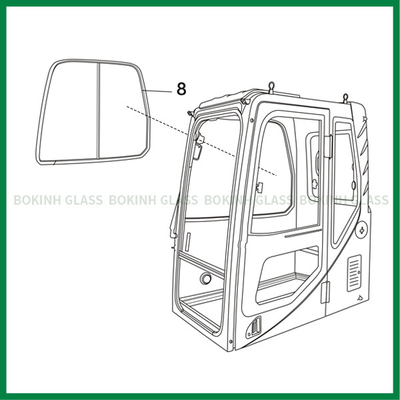 Kobelco CATERPILLAR รถขุดเปลี่ยนกระจกตำแหน่งด้านขวา NO.8 Windshield