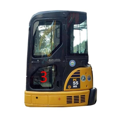 OEM KOMATSU PC55MR Cab กระจกประตูด้านซ้ายล่างตำแหน่ง NO.3 Digger Window Replacement