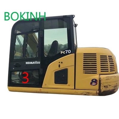 PC70-8 KOMATSU Cab Glass OEM ประตูด้านซ้ายล่างตำแหน่ง NO.3 Digger Window Replacement