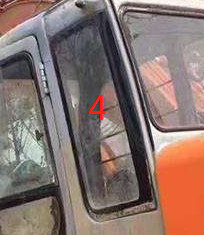 4383431 HITACHI รถขุดกระจก Cab Window ซ้ายประตูด้านหลังตำแหน่ง NO.4