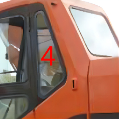 กระจกนิรภัย ISO สำหรับกระจกบังลม DOOSAN ประตูหลังซ้าย ตำแหน่ง NO.4
