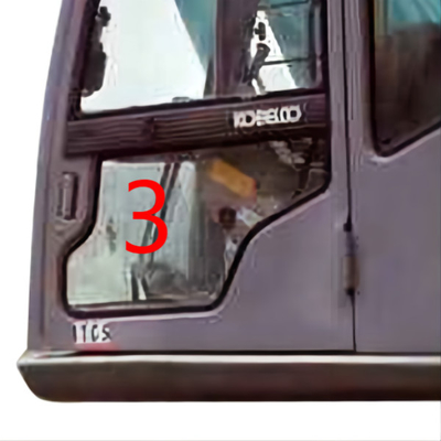 ประตูซ้าย ตำแหน่งล่าง รถขุด ตำแหน่งกระจกเทมเปอร์ NO.3
