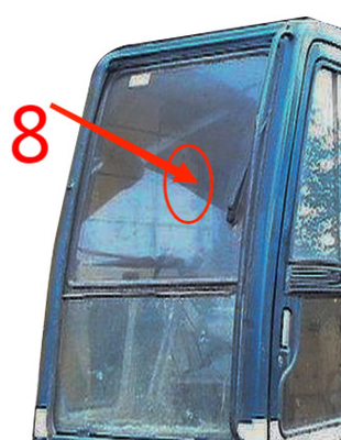 KOBELCO รถขุดด้านขวา กระจกหน้ารถ 5 มม. กระจกเทมเปอร์ตำแหน่ง No.8