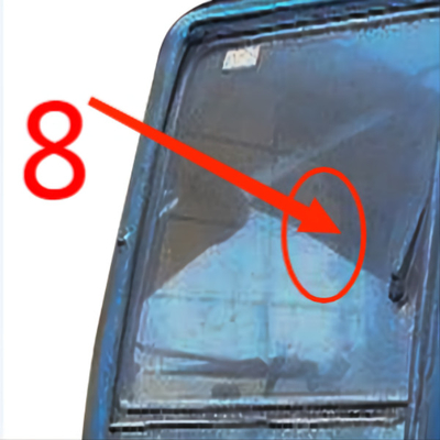 KOBELCO รถขุดด้านขวา กระจกหน้ารถ 5 มม. กระจกเทมเปอร์ตำแหน่ง No.8