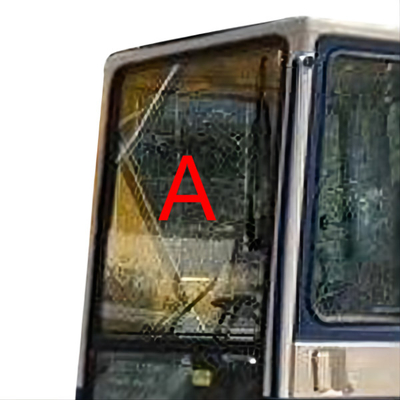 FCC สีเขียว KOMATSU Cab กระจกด้านหน้าขึ้นกระจกเทมเปอร์เปลี่ยนหน้าต่าง