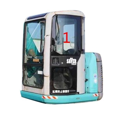 รับแรงกระแทกสูง KOBELCO รถขุดกระจกหนา 5 มม. ประตูด้านซ้ายขึ้นตำแหน่ง NO.1