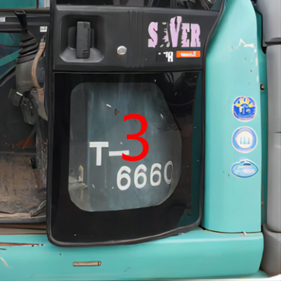 ISO รถขุดประตูหน้าต่างเปลี่ยนกระจกหน้ารถนิรภัยประตูด้านซ้ายล่างตำแหน่ง NO.3