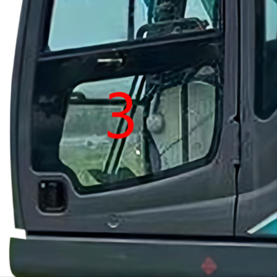 900mm KOBELCO รถขุดกระจกประตูด้านซ้ายล่างตำแหน่ง NO.3 Windshield