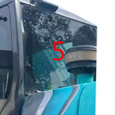 สีขาว KOBELCO รถขุดกระจกตำแหน่งด้านหลัง NO.5 กระจกบังลมเอียงกระจก