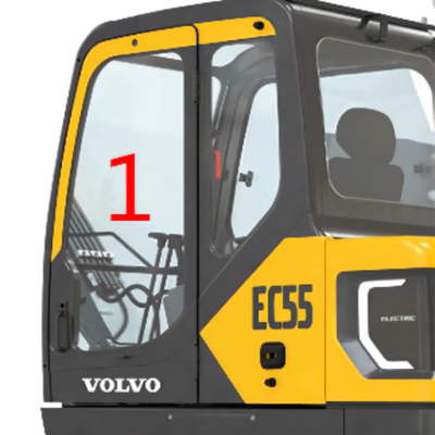 EC55 VOLVO กระจกหน้ารถ ตำแหน่งประตูซ้าย NO.1 Digger Window Replacement