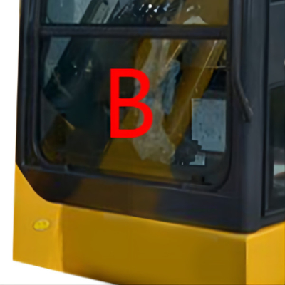 PC56-7 PC56 Front Down Komatsu Excavator Glass เปลี่ยนตำแหน่งนิรภัย B Glass